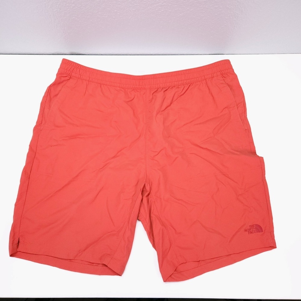 The North Face Mens XL Coral Red Hiking Shorts FlashDry Nylon Drawstring Outdoor
